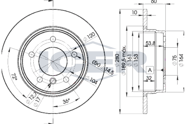 Handler.Part Brake disc ICER 78BD89362 1