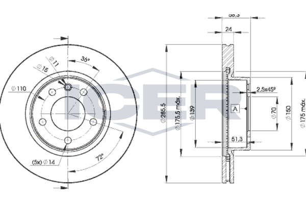 Handler.Part Brake disc ICER 78BD90542 1