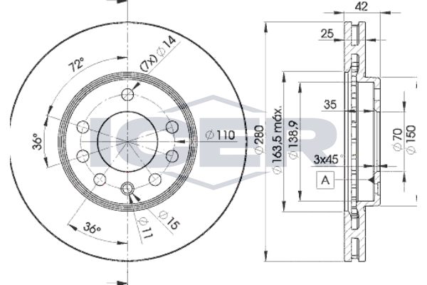 Handler.Part Brake disc ICER 78BD90602 1