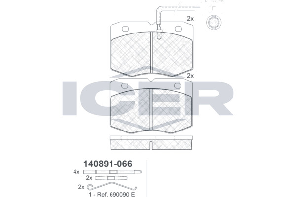 Handler.Part Brake pad set, disc brake ICER 140891 1