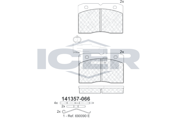 Handler.Part Brake pad set, disc brake ICER 141357 1