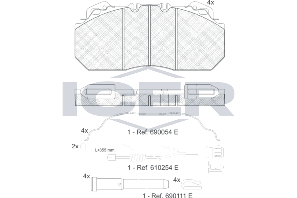 Handler.Part Brake pad set, disc brake ICER 151163115 1