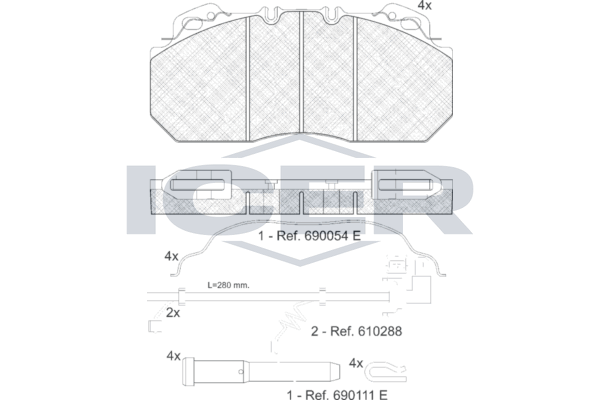 Handler.Part Brake pad set, disc brake ICER 151163119 1