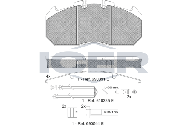 Handler.Part Brake pad set, disc brake ICER 151405120 1