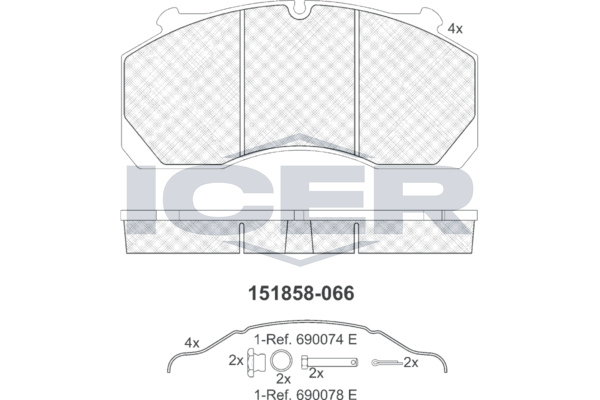 Handler.Part Brake pad set, disc brake ICER 151858066 1