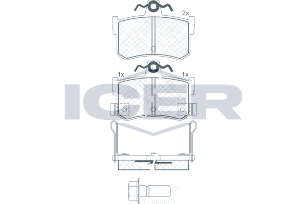 Handler.Part Brake pad set, disc brake ICER 180995701 1