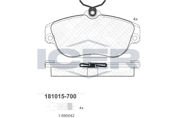 Handler.Part Brake pad set, disc brake ICER 181015700 1