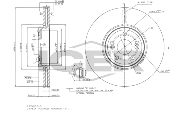 Handler.Part Brake disc ICER 78BD73572 1