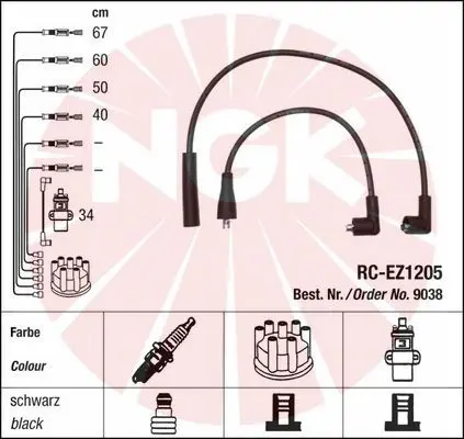 Handler.Part Ignition cable kit NGK 9038 1