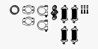 Handler.Part Mounting kit, exhaust system HJS 82327031 1