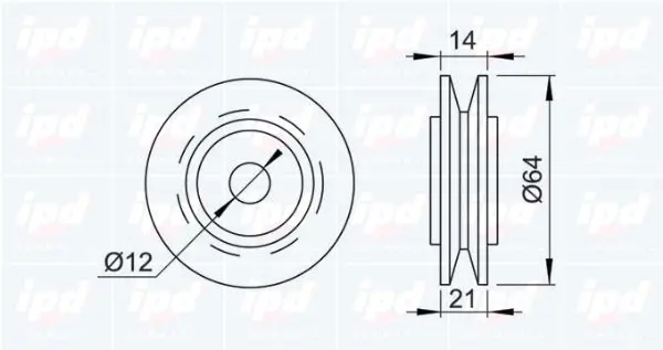 Handler.Part Tensioner pulley, v-ribbed belt IPD 140897 2