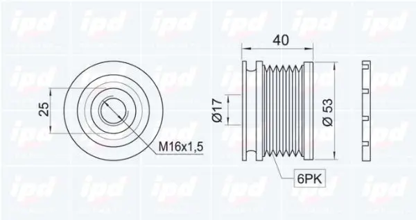 Handler.Part Alternator freewheel clutch IPD 153314 2