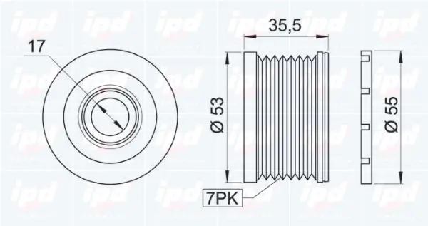 Handler.Part Alternator freewheel clutch IPD 153296 2