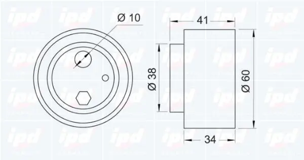 Handler.Part Tensioner pulley, timing belt IPD 141065 2