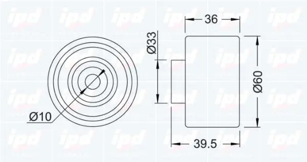 Handler.Part Tensioner pulley, timing belt IPD 140764 2