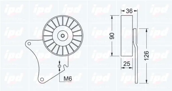 Handler.Part Deflection/guide pulley, v-ribbed belt IPD 150370 2