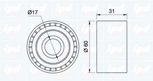 Handler.Part Deflection/guide pulley, v-ribbed belt IPD 150966 2