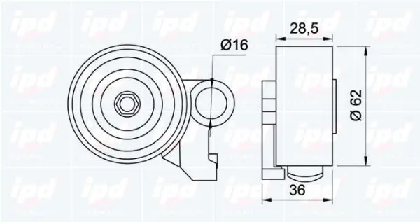 Handler.Part Tensioner pulley, timing belt IPD 140953 2