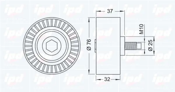 Handler.Part Deflection/guide pulley, timing belt IPD 153250 2