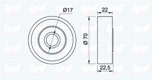 Handler.Part Deflection/guide pulley, v-ribbed belt IPD 150971 2