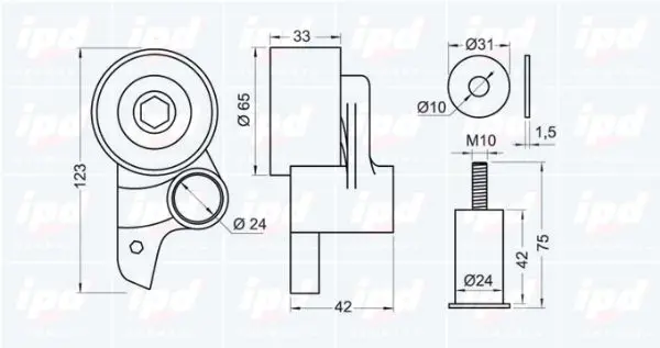 Handler.Part Tensioner pulley, timing belt IPD 140895 2