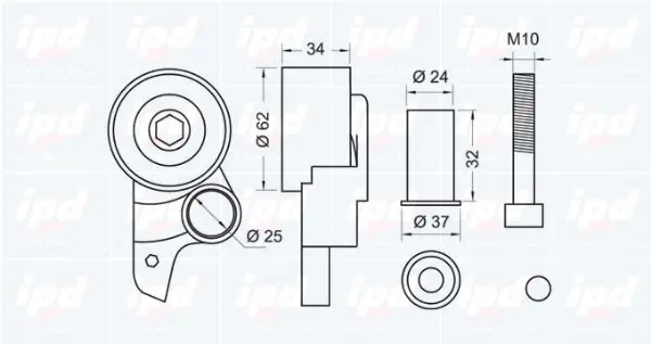 Handler.Part Tensioner pulley, timing belt IPD 140954 2