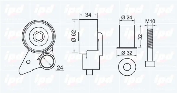 Handler.Part Tensioner pulley, timing belt IPD 140655 2