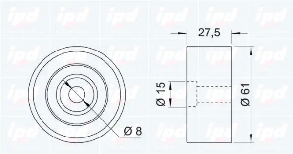 Handler.Part Deflection/guide pulley, timing belt IPD 153207 2