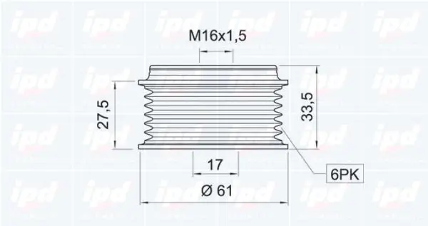 Handler.Part Alternator freewheel clutch IPD 120003 2