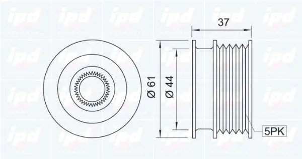 Handler.Part Alternator freewheel clutch IPD 120006 2