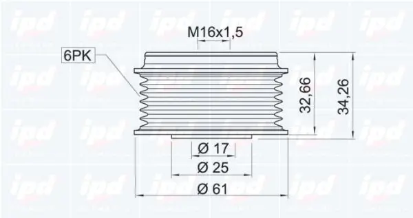 Handler.Part Alternator freewheel clutch IPD 120013 2