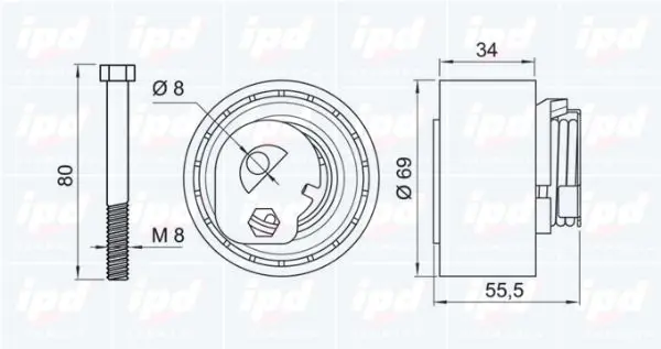 Handler.Part Tensioner pulley, timing belt IPD 153102 2