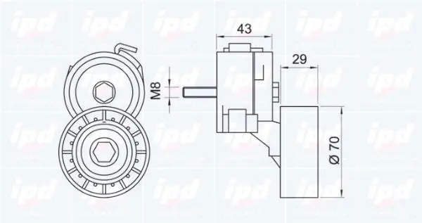 Handler.Part Tensioner lever, v-ribbed belt IPD 100867 2