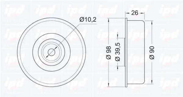 Handler.Part Deflection/guide pulley, v-ribbed belt IPD 150757 2