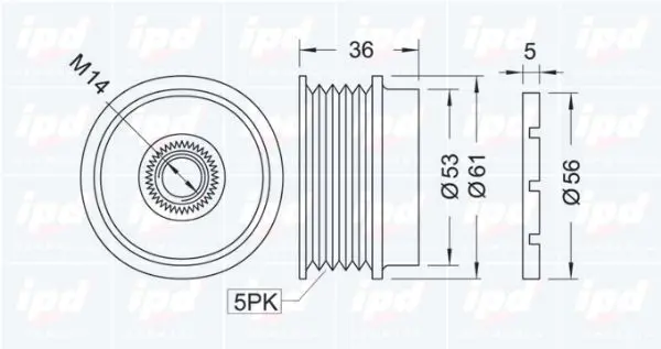 Handler.Part Alternator freewheel clutch IPD 120008 2