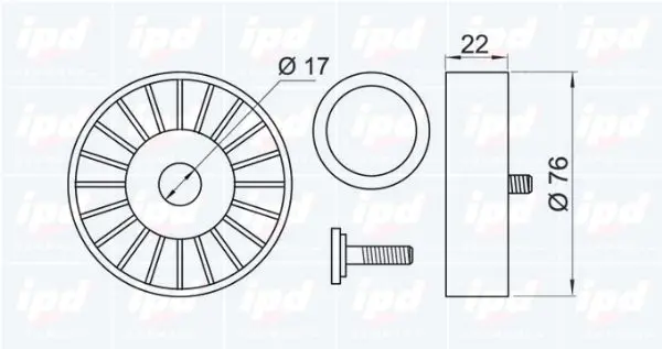 Handler.Part Deflection/guide pulley, v-ribbed belt IPD 150394 2