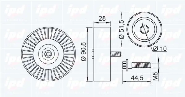 Handler.Part Deflection/guide pulley, v-ribbed belt IPD 151026 2