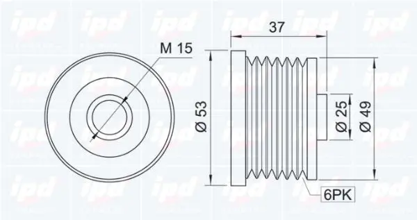 Handler.Part Alternator freewheel clutch IPD 120884 2