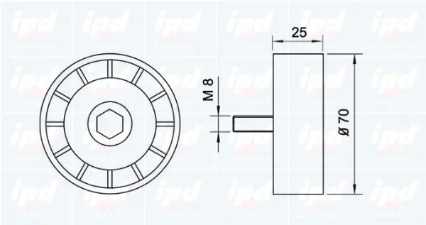 Handler.Part Tensioner pulley, v-ribbed belt IPD 140364 2