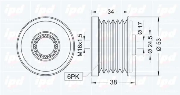 Handler.Part Alternator freewheel clutch IPD 153180 2