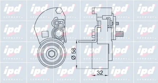 Handler.Part Tensioner pulley, timing belt IPD 153691 2