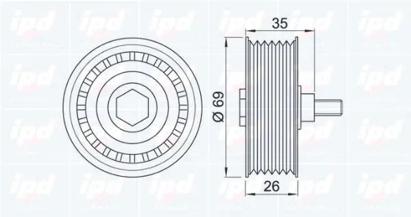 Handler.Part Deflection/guide pulley, v-ribbed belt IPD 153251 2