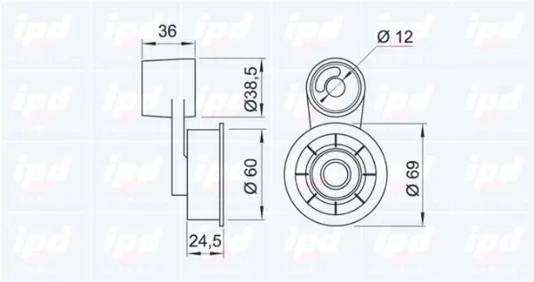 Handler.Part Tensioner pulley, timing belt IPD 140061 2