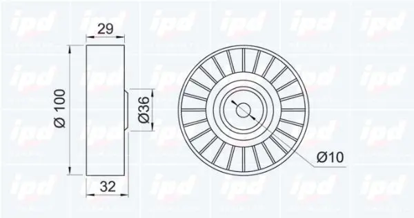 Handler.Part Deflection/guide pulley, v-ribbed belt IPD 150063 2