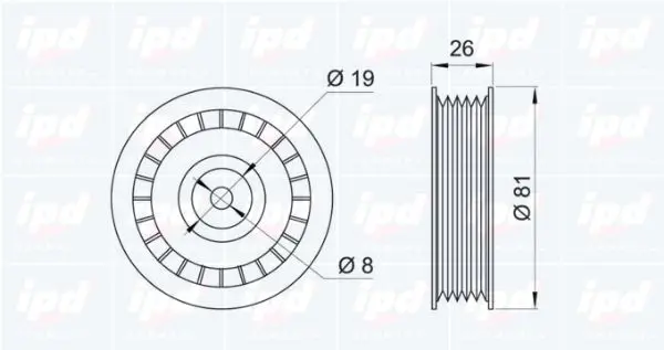 Handler.Part Tensioner pulley, v-ribbed belt IPD 140072 2