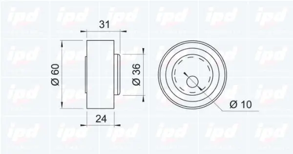 Handler.Part Tensioner pulley, timing belt IPD 140073 2