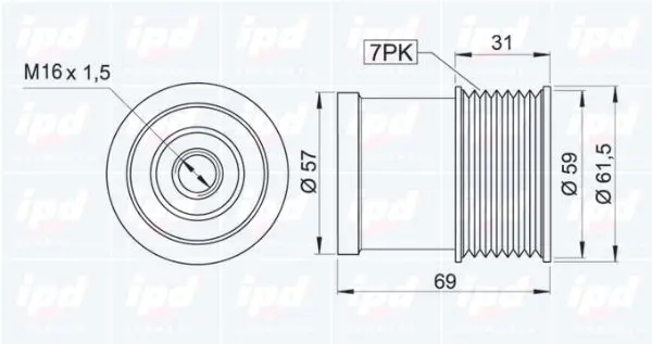 Handler.Part Alternator freewheel clutch IPD 153353 1