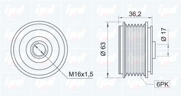 Handler.Part Alternator freewheel clutch IPD 153279 2