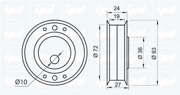 Handler.Part Tensioner pulley, timing belt IPD 140100 2