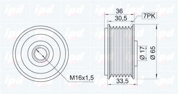 Handler.Part Alternator freewheel clutch IPD 121051 2